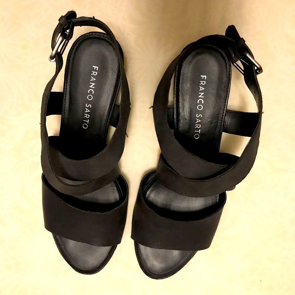 Franco Sarto Dania Sandal Black Leather Sz 7.5